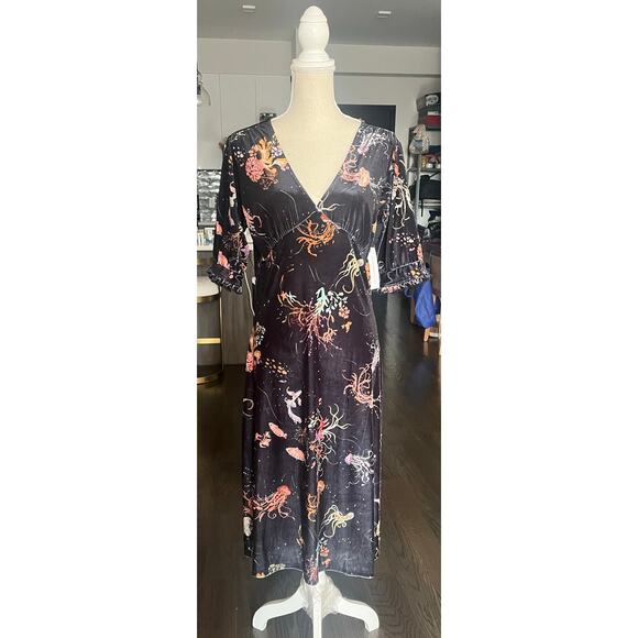 NWT ModCloth Can't Go Unnoticed Velvet Midi Puff Starfish Whimsigoth Dress L $90 - Picture 14 of 14